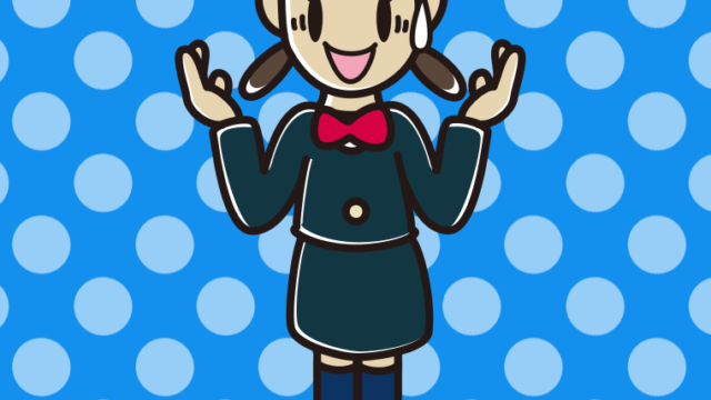 困りながら話す女子中学生のイラスト【色、背景あり】PNG