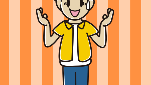 困りながら話す男子大学生のイラスト【色、背景あり】PNG