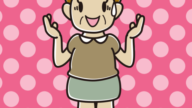 困りながら話すおばさんのイラスト【色、背景あり】PNG