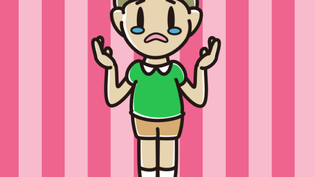 泣きながら話す小学生男子のイラスト【色、背景あり】PNG