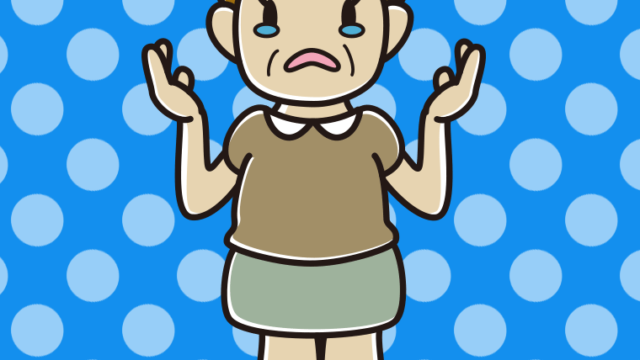 泣きながら話すおばさんのイラスト【色、背景あり】PNG