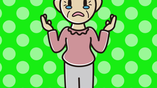 泣きながら話すおばあさんのイラスト【色、背景あり】PNG