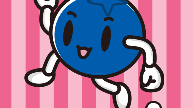 走るブルーベリーちゃんのイラスト【色、背景あり】PNG