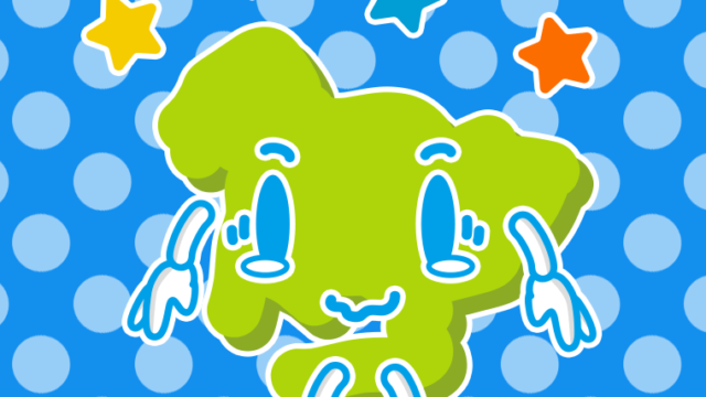 ジーンとする愛知ちゃんのイラスト【色、背景あり】PNG