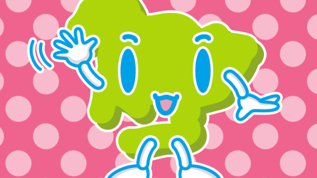 手を振る愛知ちゃんのイラスト【色、背景あり】PNG