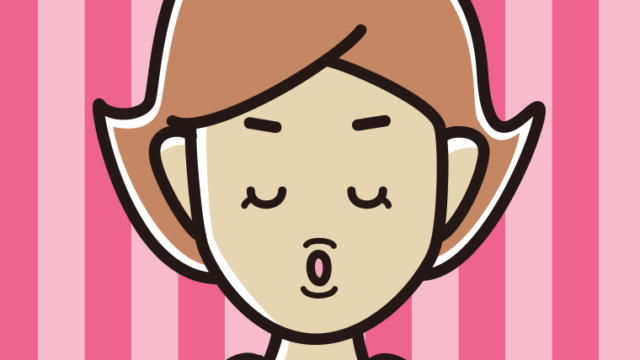 キス顔をする女性のイラスト【色、背景あり】PNG