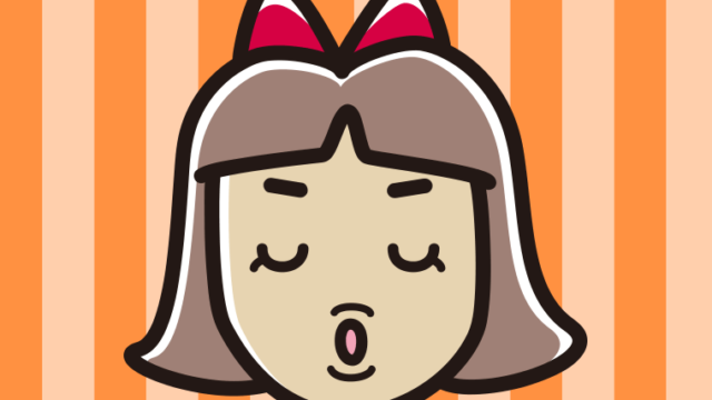 キス顔をする小学生女子のイラスト【色、背景あり】PNG