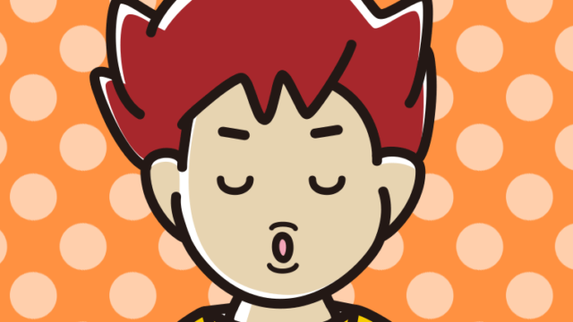 キス顔をする男子大学生のイラスト【色、背景あり】PNG