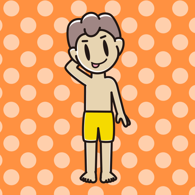 テヘヘな水着の男子中学生のイラスト【色、背景あり】PNG