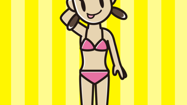 テヘヘな水着の女子中学生のイラスト【色、背景あり】PNG