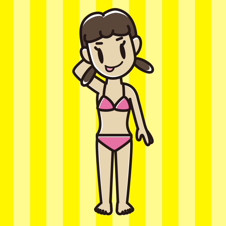テヘヘな水着の女子中学生のイラスト【色、背景あり】PNG