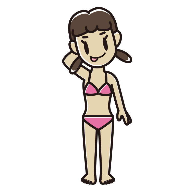 テヘヘな水着の女子中学生のイラスト【色あり、背景なし】透過PNG