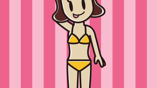 テヘヘな水着の女子高校生のイラスト【色、背景あり】PNG