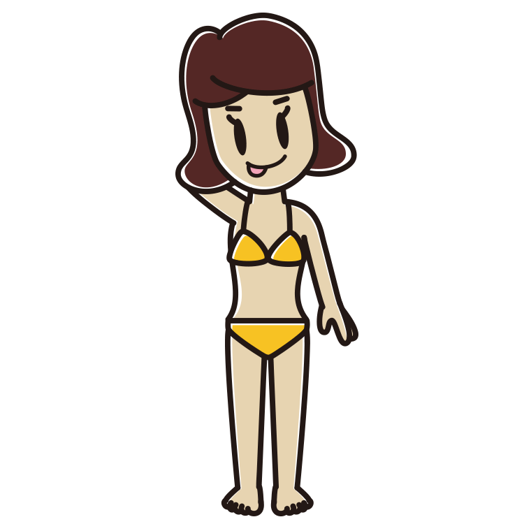 テヘヘな水着の女子高校生のイラスト【色あり、背景なし】透過PNG