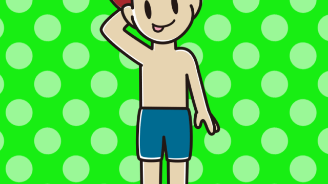 テヘヘな水着の男子大学生のイラスト【色、背景あり】PNG