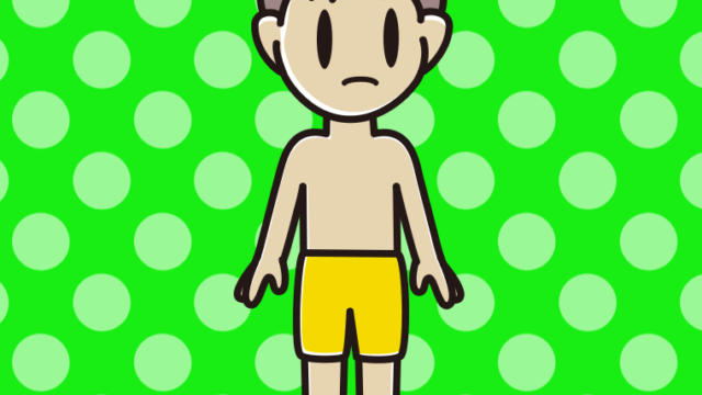 何かに気付く水着の男子中学生のイラスト【色、背景あり】PNG