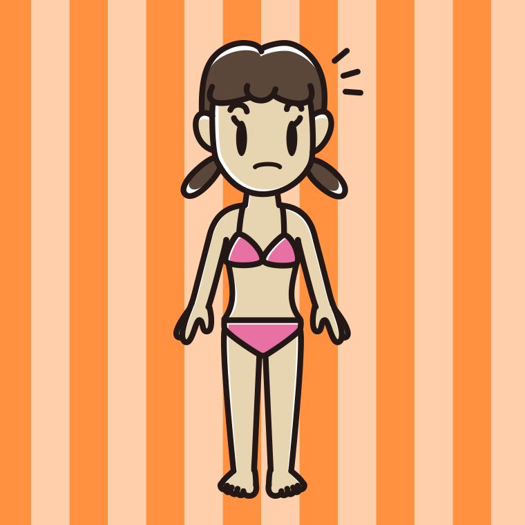 何かに気付く水着の女子中学生のイラスト【色、背景あり】PNG