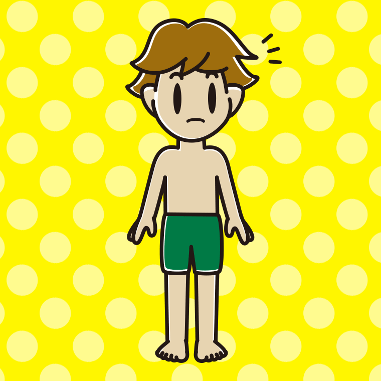 何かに気付く水着の男子高校生のイラスト【色、背景あり】PNG