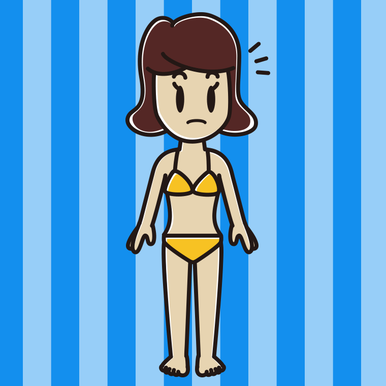 何かに気付く水着の女子高校生のイラスト【色、背景あり】PNG