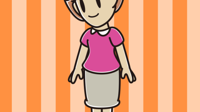 下を向く女性のイラスト【色、背景あり】PNG