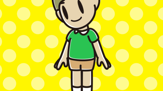 下を向く小学生男子のイラスト【色、背景あり】PNG