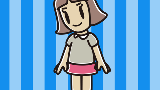 下を向く小学生女子のイラスト【色、背景あり】PNG