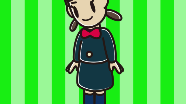 下を向く女子中学生のイラスト【色、背景あり】PNG