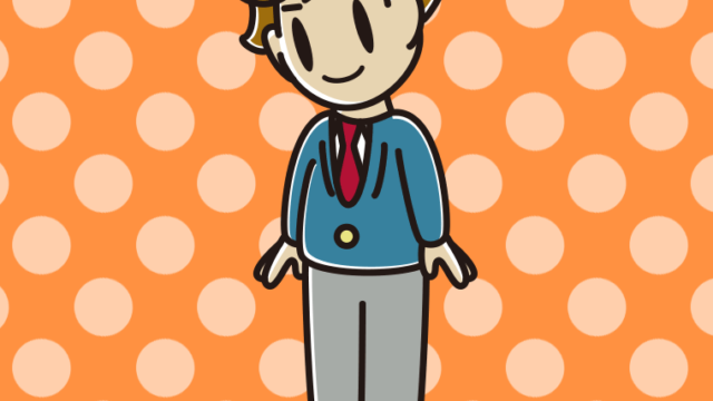 下を向く男子高校生のイラスト【色、背景あり】PNG