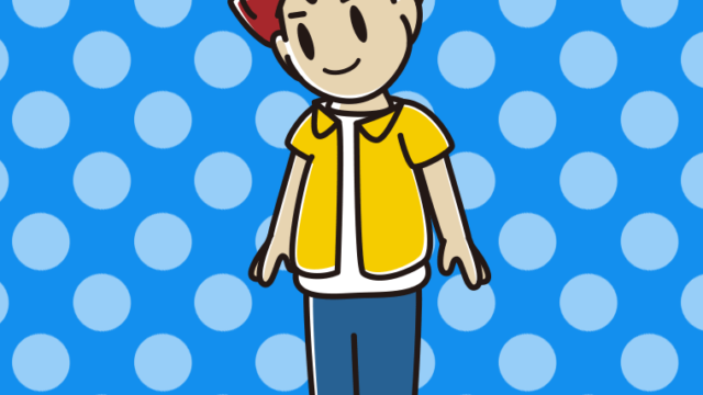 下を向く男子大学生のイラスト【色、背景あり】PNG