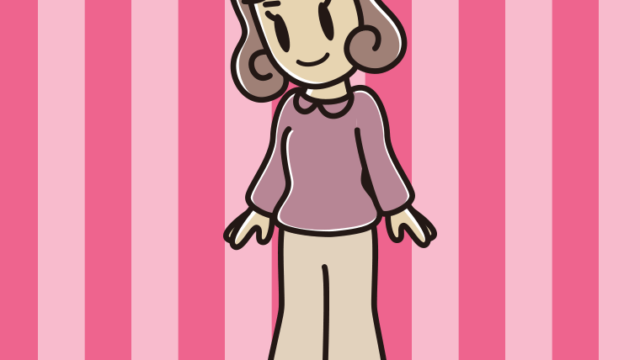 下を向く女子大学生のイラスト【色、背景あり】PNG