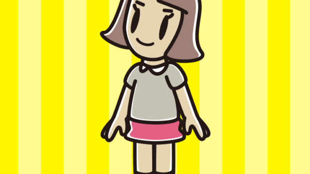 上を向く小学生女子のイラスト【色、背景あり】PNG