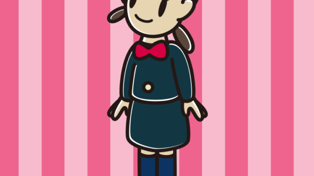 上を向く女子中学生のイラスト【色、背景あり】PNG