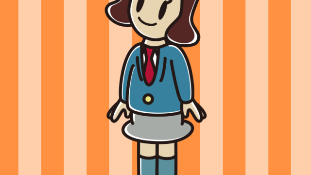 上を向く女子高校生のイラスト【色、背景あり】PNG