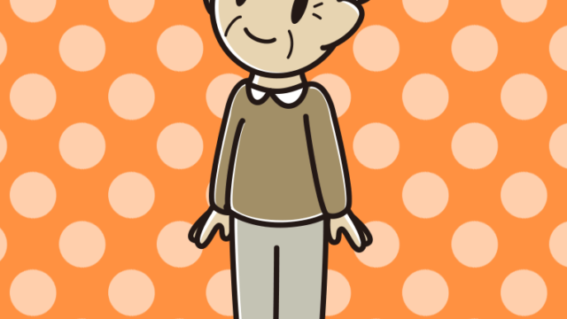 上を向くおじいさんのイラスト【色、背景あり】PNG