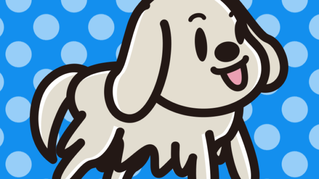 かわいいゴールデンレトリバーちゃん（犬）のイラスト【色、背景あり】PNG