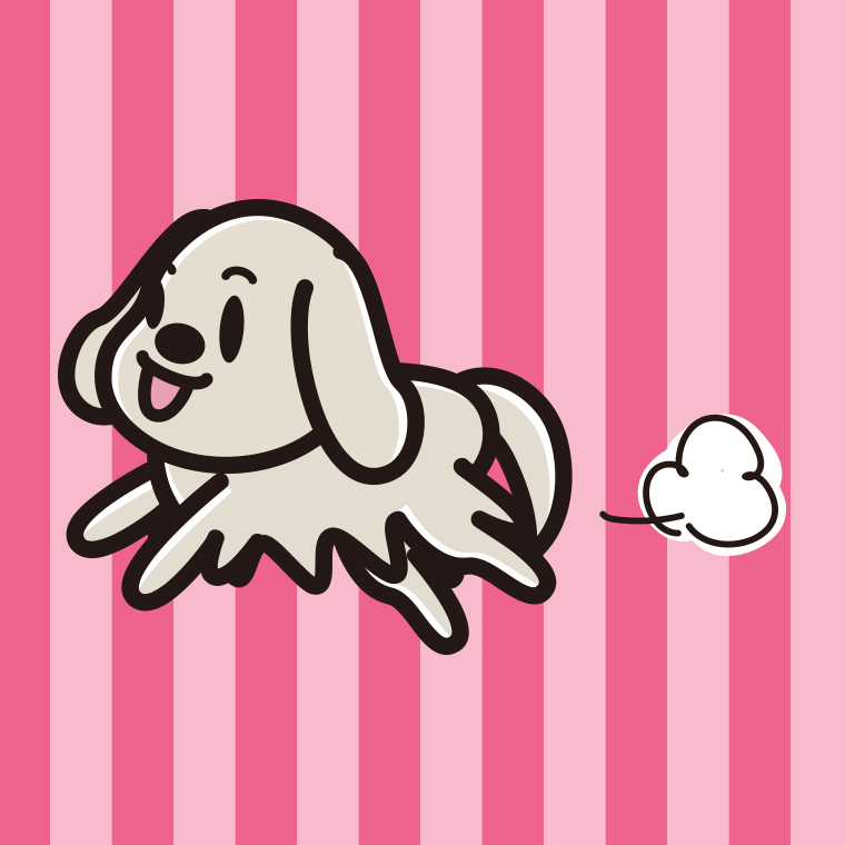 走るゴールデンレトリバーちゃん（犬）のイラスト【色、背景あり】PNG