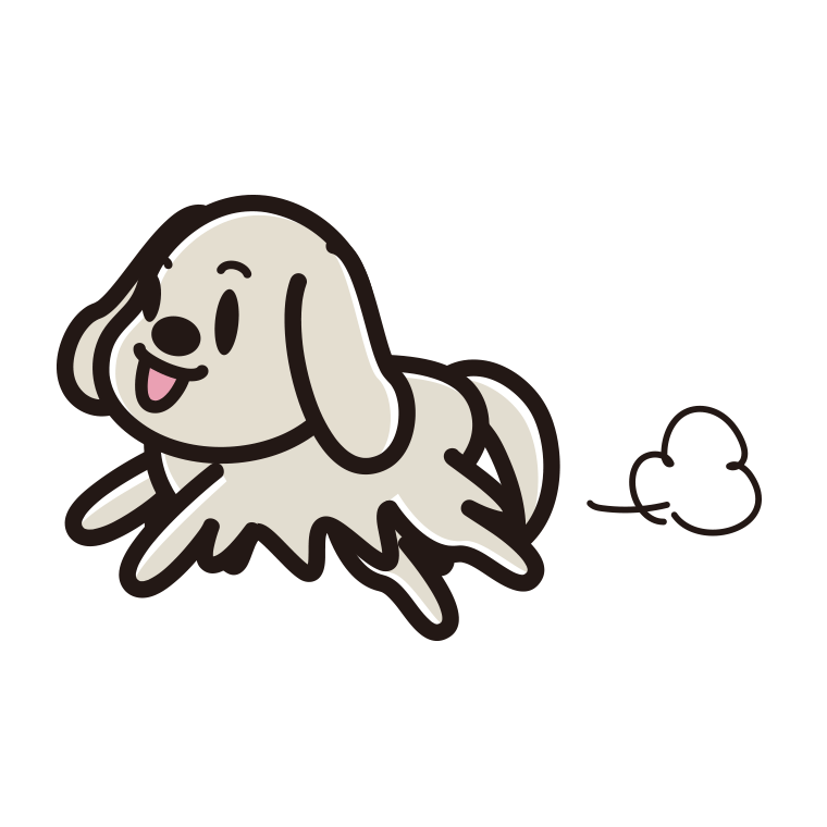 走るゴールデンレトリバーちゃん（犬）のイラスト【色あり、背景なし】透過PNG