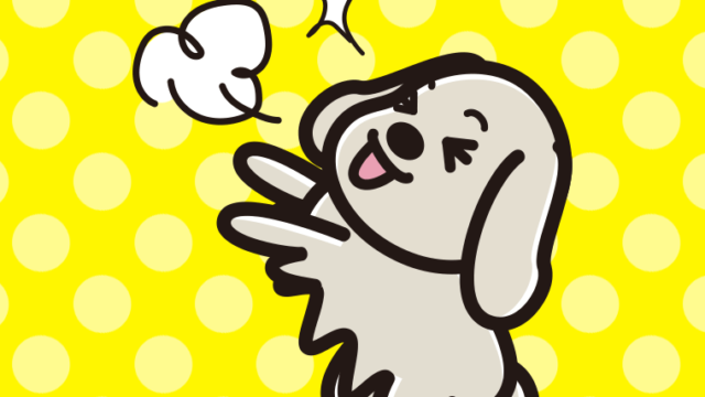 喜ぶゴールデンレトリバーちゃん（犬）のイラスト【色、背景あり】PNG