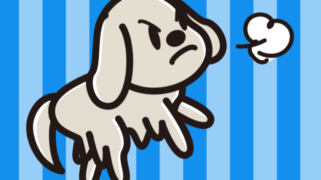 怒るゴールデンレトリバーちゃん（犬）のイラスト【色、背景あり】PNG