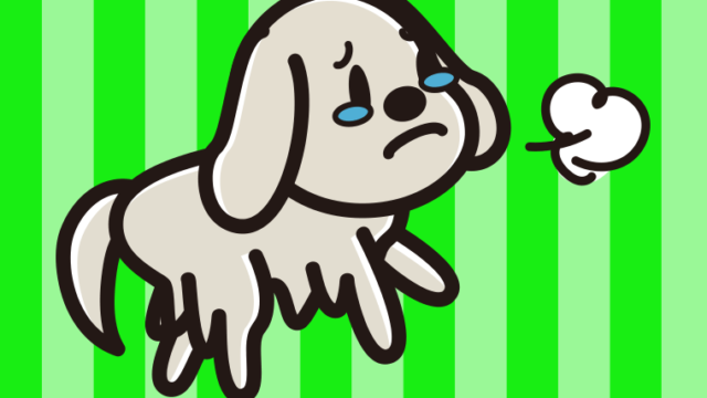 泣くゴールデンレトリバーちゃん（犬）のイラスト【色、背景あり】PNG