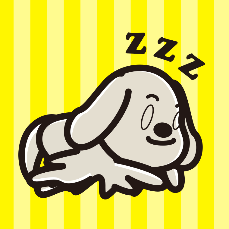 眠っているゴールデンレトリバーちゃん（犬）のイラスト【色、背景あり】PNG