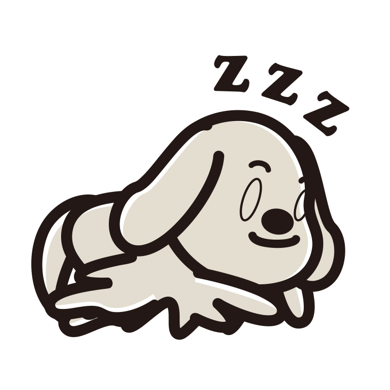 眠っているゴールデンレトリバーちゃん（犬）のイラスト【色あり、背景なし】透過PNG