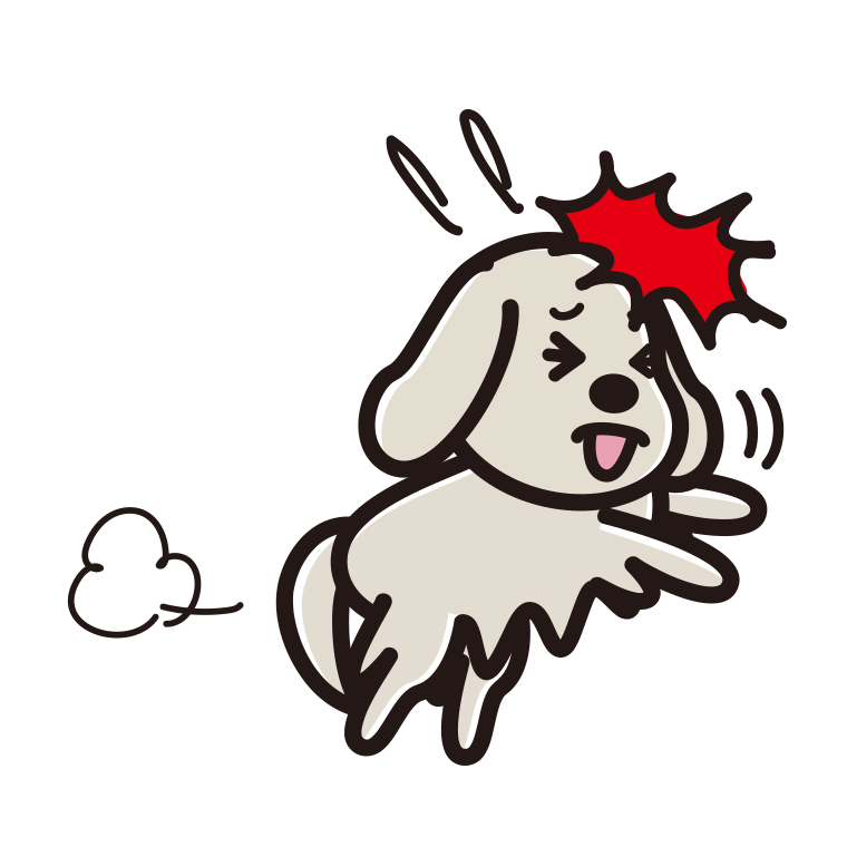 ぶつかるゴールデンレトリバーちゃん（犬）のイラスト【色あり、背景なし】透過PNG