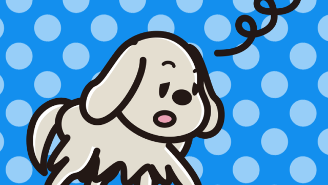 眠そうなゴールデンレトリバーちゃん（犬）のイラスト【色、背景あり】PNG