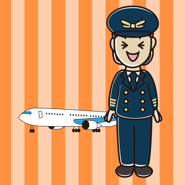 笑う女性パイロットのイラスト【色、背景あり】PNG