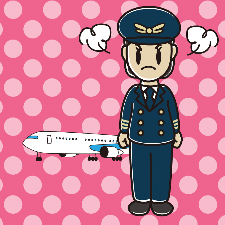 怒る女性パイロットのイラスト【色、背景あり】PNG