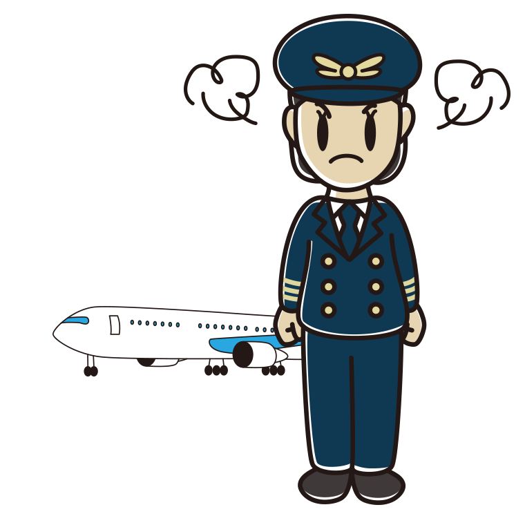 怒る女性パイロットのイラスト【色あり、背景なし】透過PNG