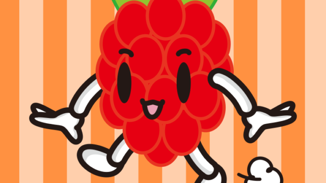歩くラズベリーちゃんのイラスト【色、背景あり】PNG