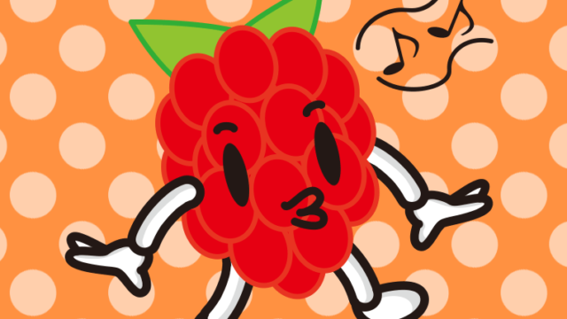 口笛を吹くラズベリーちゃんのイラスト【色、背景あり】PNG