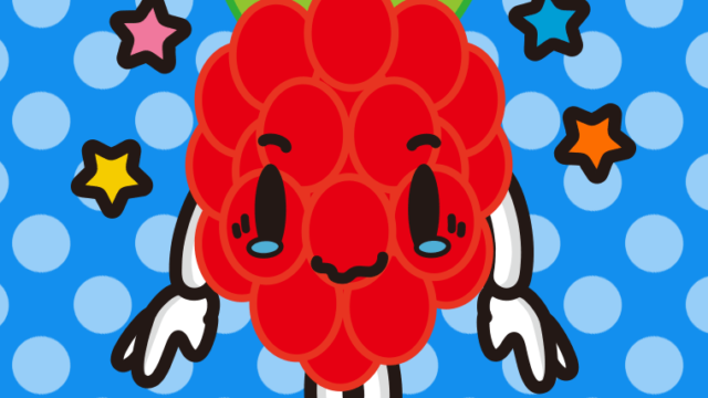 ジーンとするラズベリーちゃんのイラスト【色、背景あり】PNG
